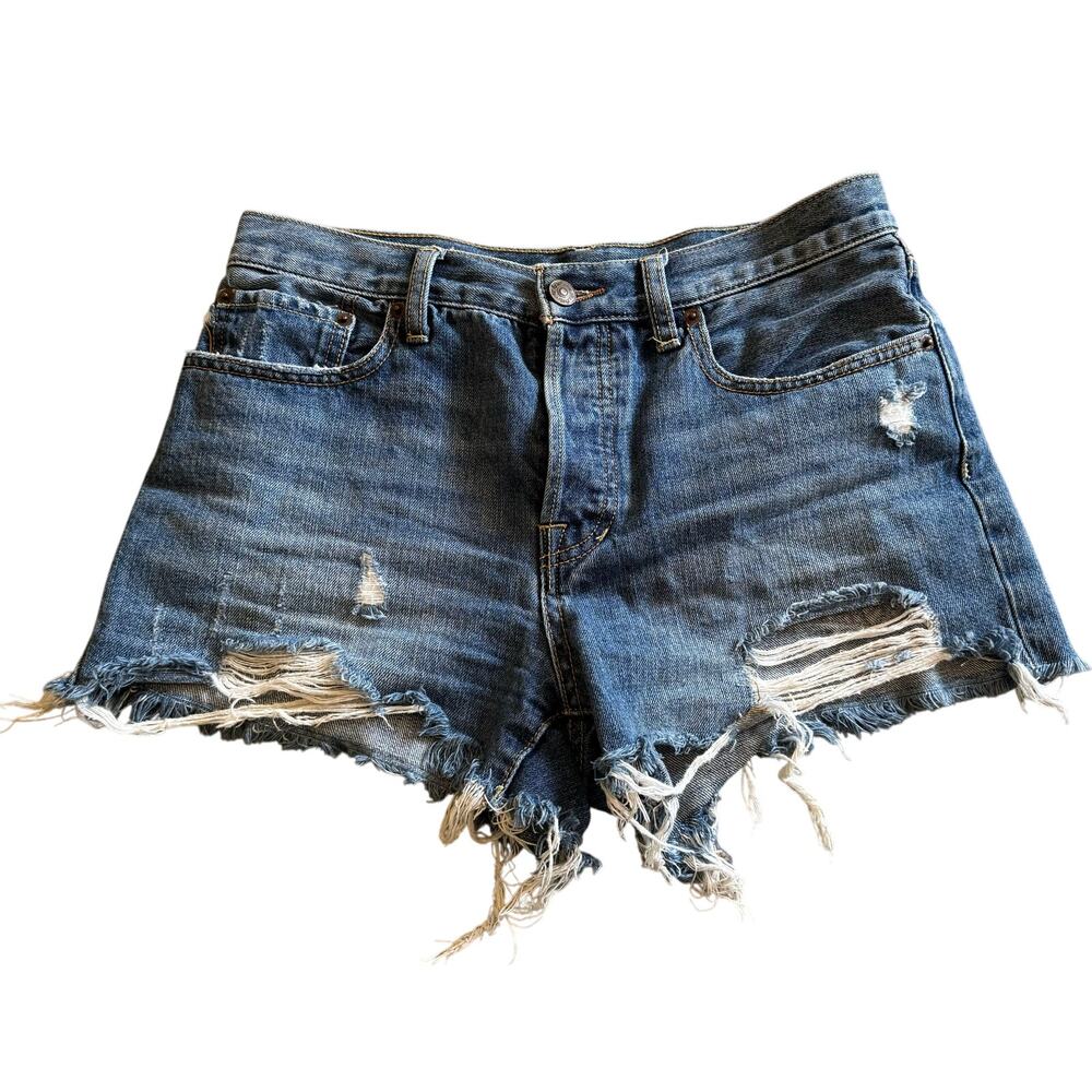 We the Free Distressed Button Fly Denim Shorts